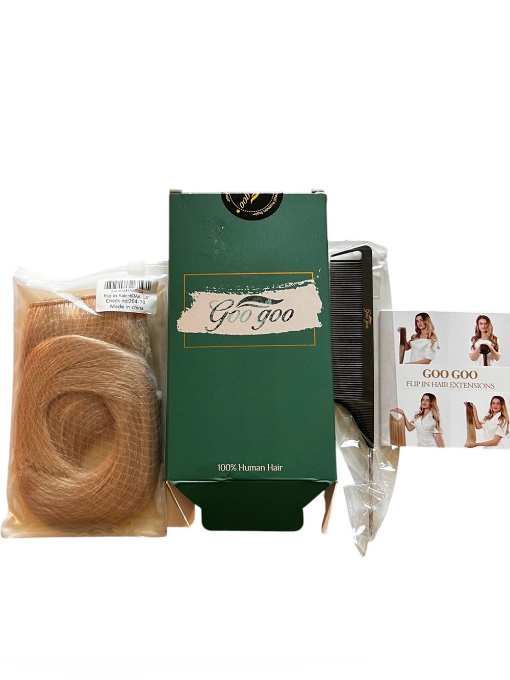 GOO GOO Human Hair Extensions Flip In Hair Halo 14” New Open Box -#60A